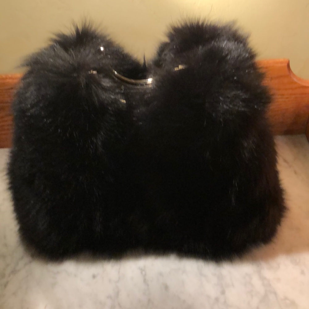 Black fur handbag